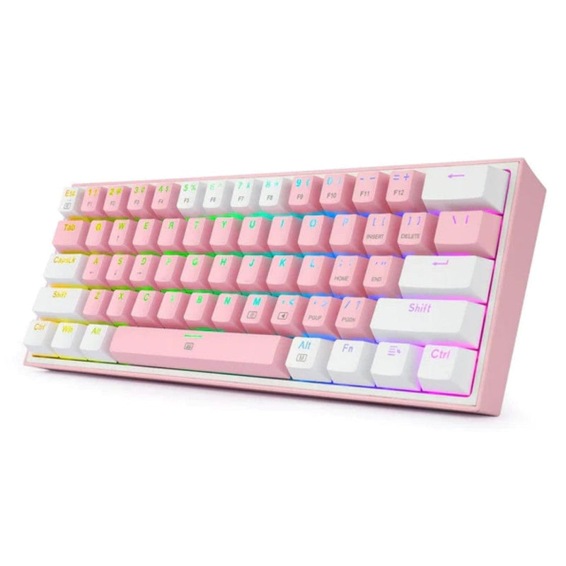 KEYBOARD - REDRAGON FIZZ K617 RGB WIRED PINK/WHITE RED SWITCH 6950376706782