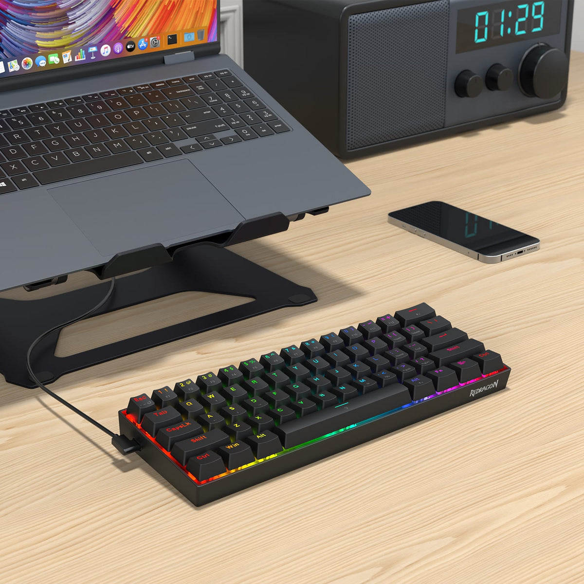 KEYBOARD - REDRAGON FIZZ MAGNETIC K617RGB-M WIRED 6950376732224