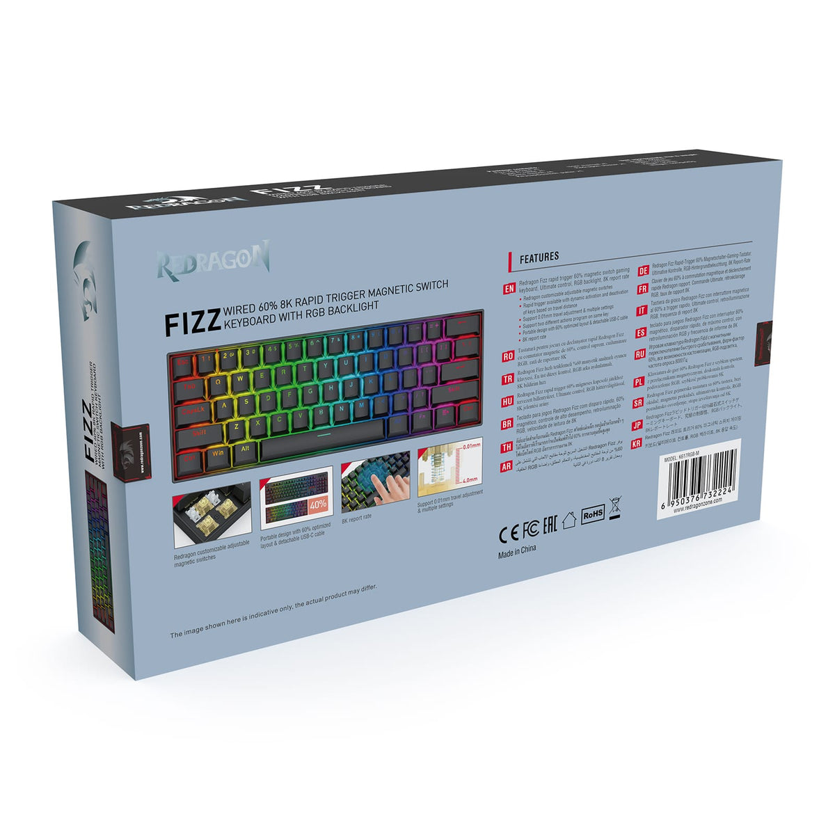 KEYBOARD - REDRAGON FIZZ MAGNETIC K617RGB-M WIRED 6950376732224