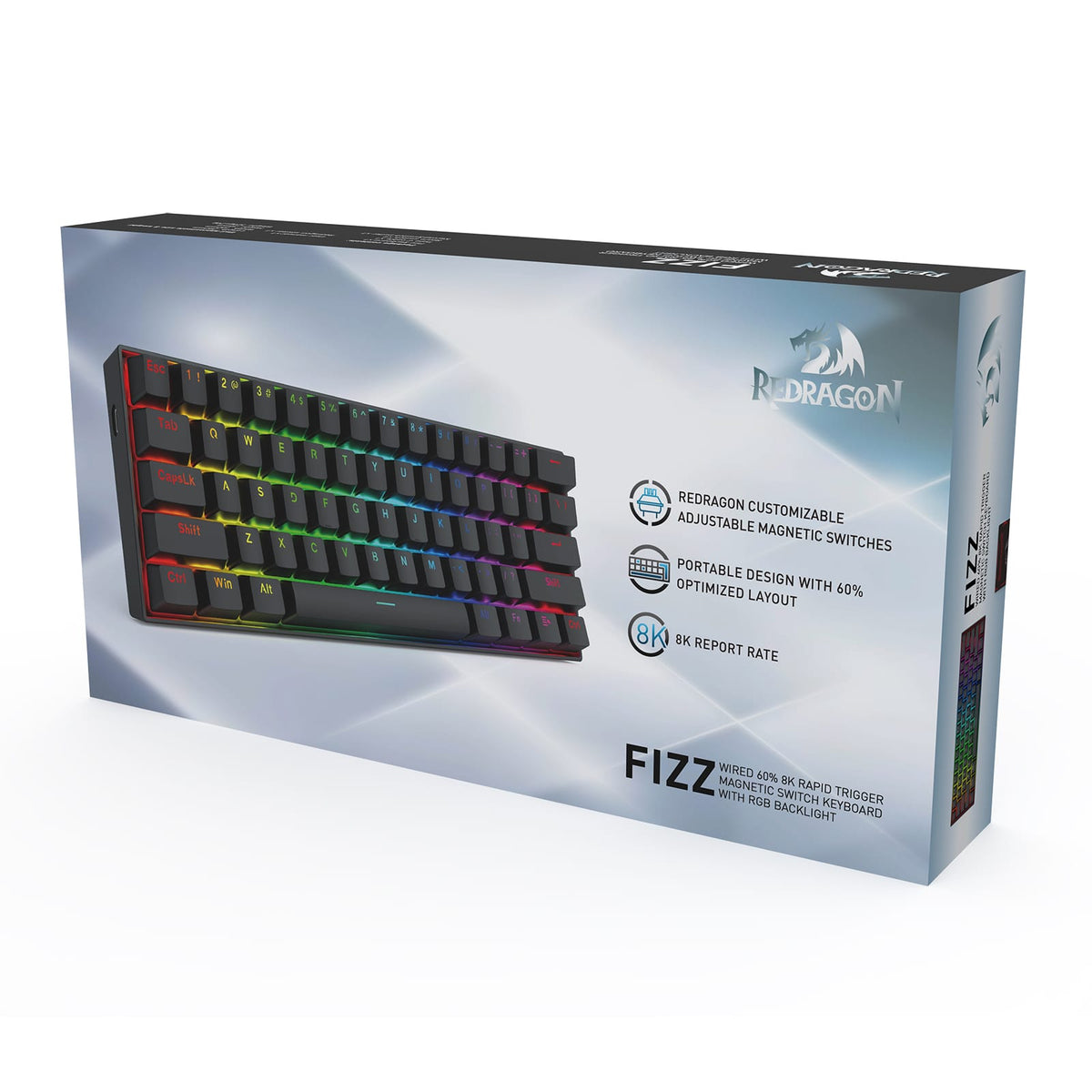 KEYBOARD - REDRAGON FIZZ MAGNETIC K617RGB-M WIRED 6950376732224
