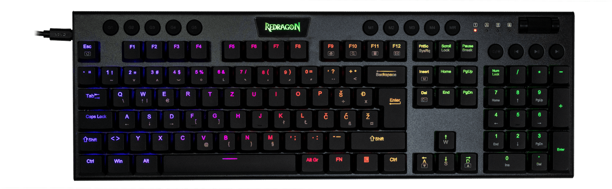 KEYBOARD - REDRAGON HORUS K619-RGB WIRED RED SWITCH SLO/CRO 6950376727794