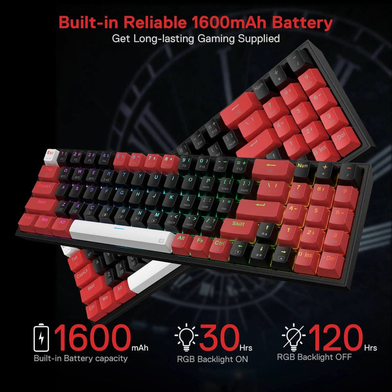 KEYBOARD - REDRAGON POLLUX K628RGB PRO WIRED/WIRELESS/BT MECHANICAL RED SWITCH 6950376710819