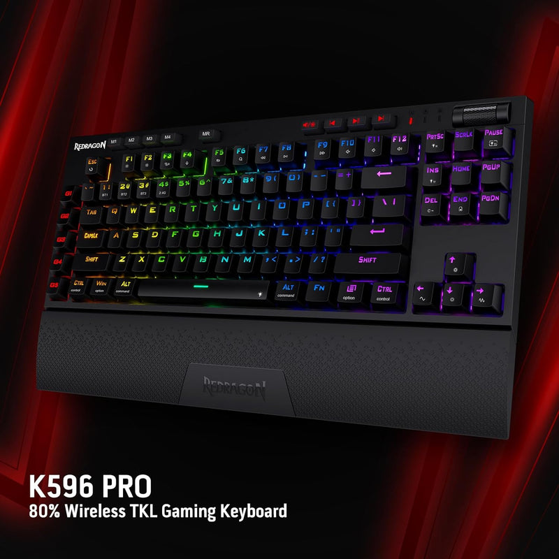 KEYBOARD - REDRAGON VISHNU PRO K596RGB-PRO WIRED & 2.4G & BT RED SWITCH 6950376721594