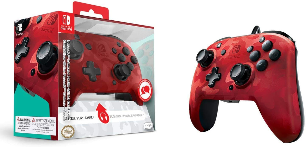 Kontroler PDP žični NINTENDO SWITCH FACEOFF DELUXE CONTROLLER + AUDIO PDP kamuflažno rdeč - DAMAGED BOX 3200000002319