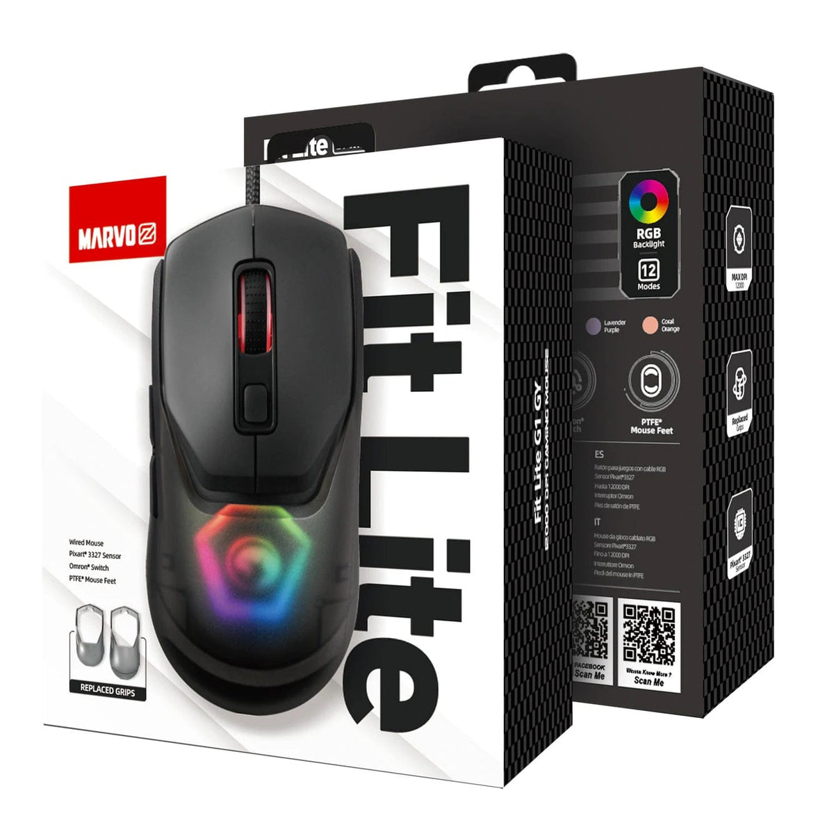 MARVO Fit Lite G1 gaming mouse grey - OPEN BOX 3200000004030