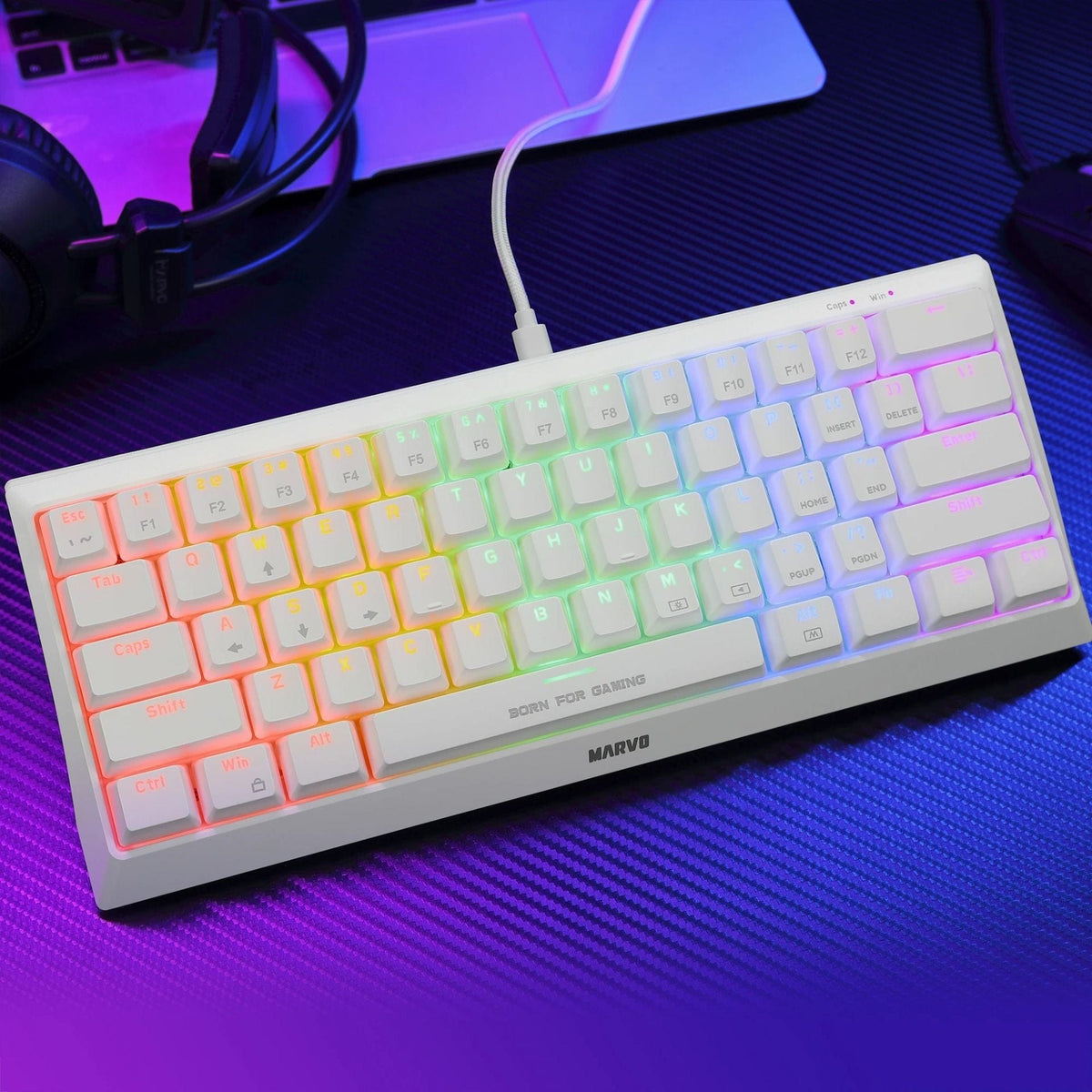 MARVO KG962G WH EN-R HECATE 61R WHITE WIRED KEYBOARD 6932391930243