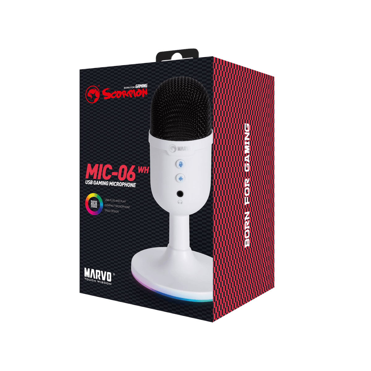MARVO MIC-06 WH WIRED MICROPHONE RGB WHITE 6932391930069