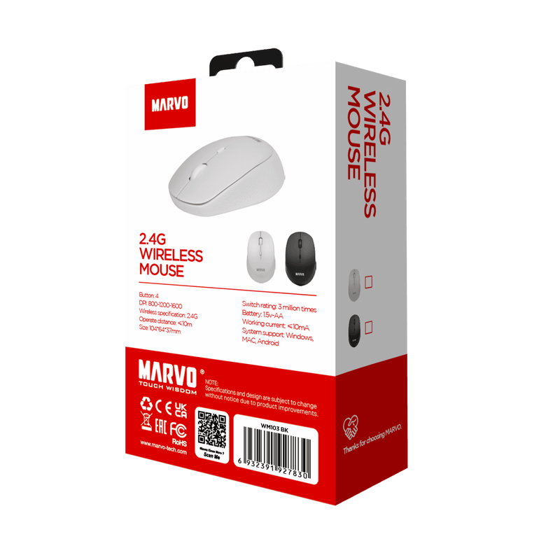 MARVO OFFICE WM103 WH WIRELESS MOUSE 6932391927847