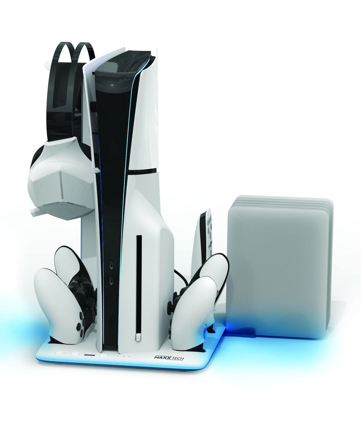 MAXX TECH PS5 SLIM DLX LED MULTI-FUNCTION CHARGING STAND 5055957705084
