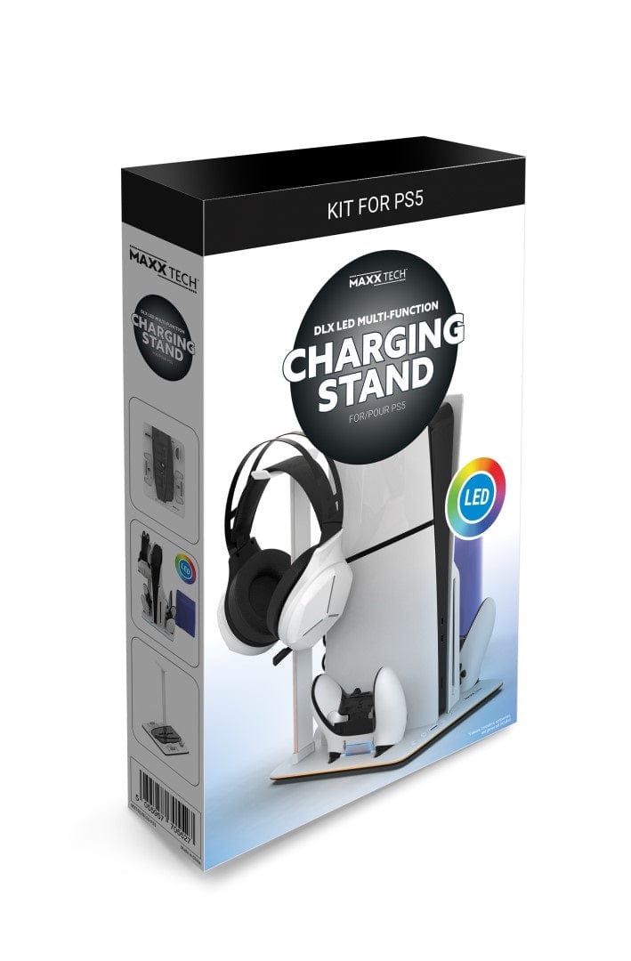 MAXX TECH PS5 STANDARD & SLIM DLX LED MULTI-FUNCTION CHARGING STAND 5055957705527