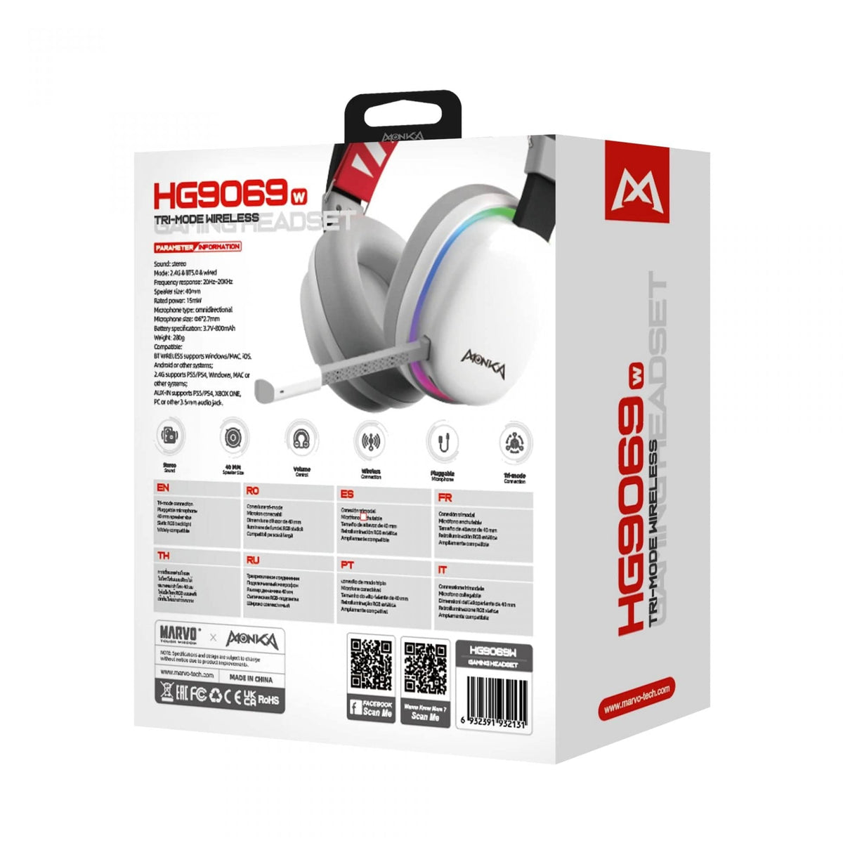 MONKA HG9069W  ECHO WIRELESS HEADSET 6932391932131