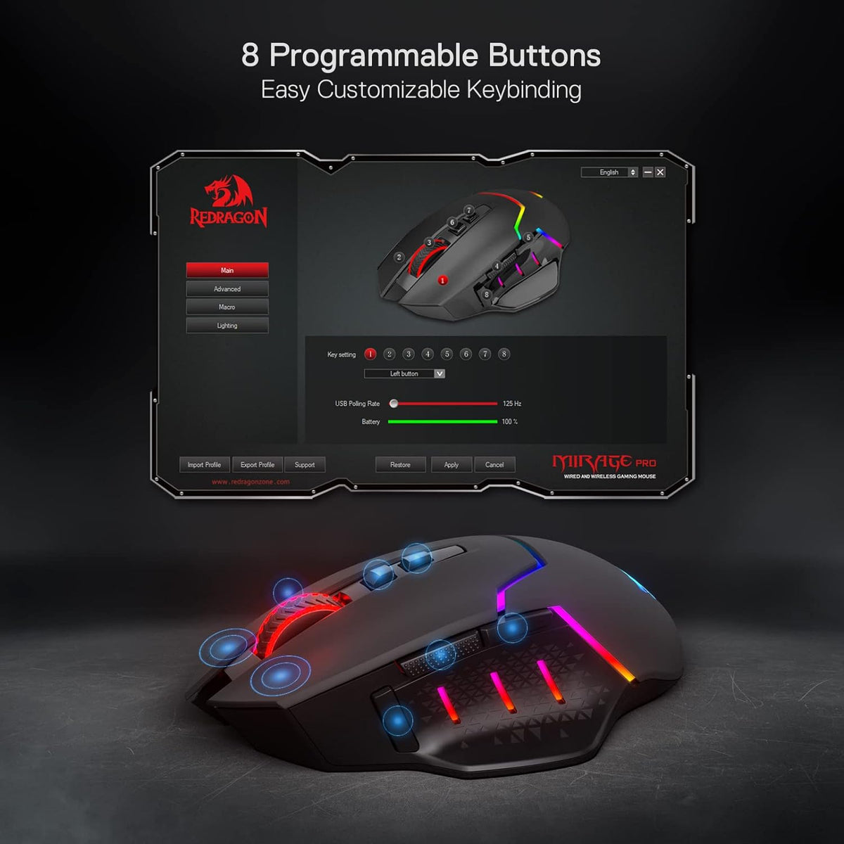 MOUSE - REDRAGON MIRAGE M690-PRO WIRELES 6950376714329