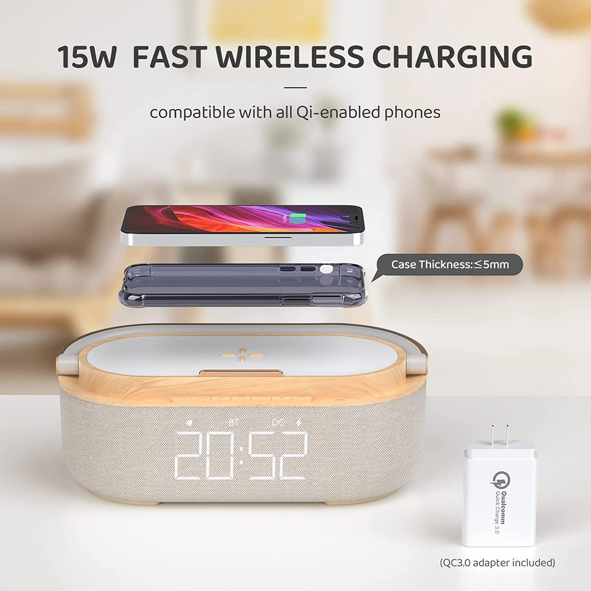 MOYE AURORA PLUS RADIO LAMP WITH CLOCK AND WIRELESS CHARGER 8605042604517