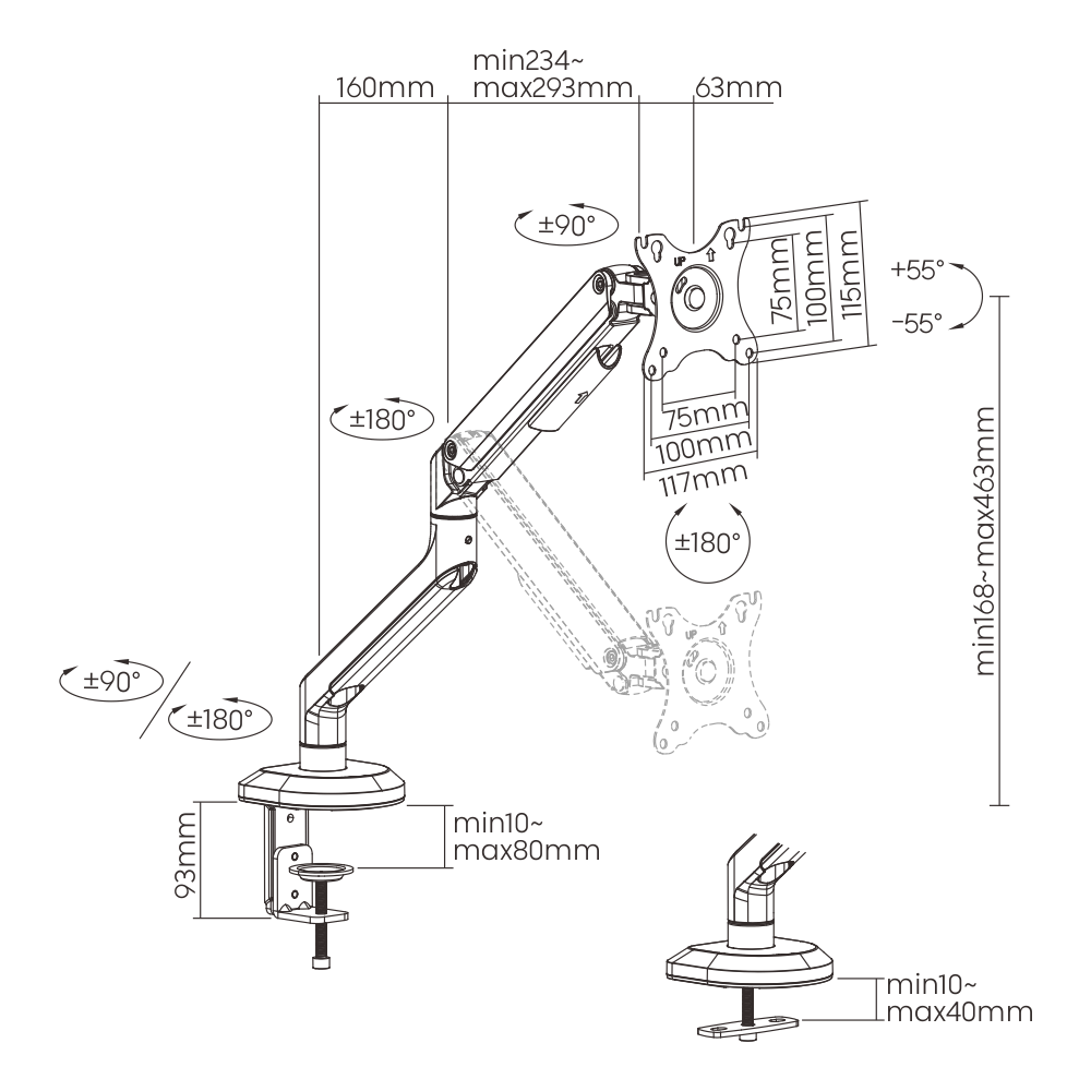 MOYE MONITOR ARM SINGLE MONITOR 8605042605590