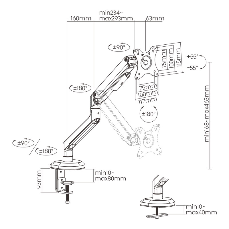 MOYE MONITOR ARM SINGLE MONITOR 8605042605590