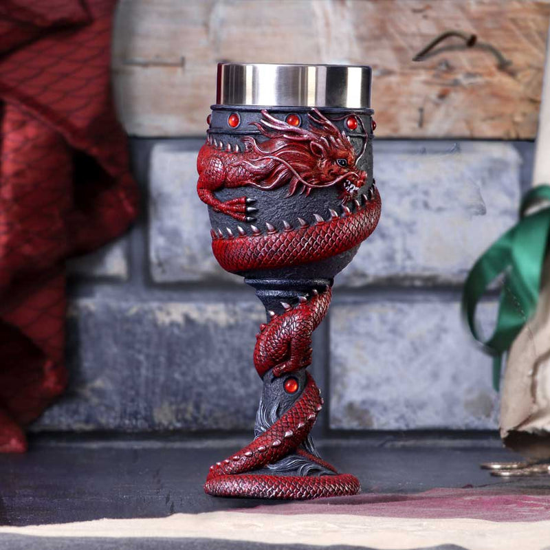 NEMESIS NOW DRAGON COIL GOBLET RED 20CM 801269146115