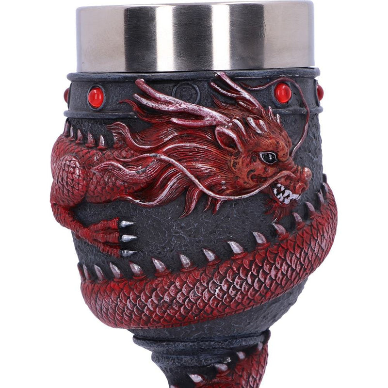 NEMESIS NOW DRAGON COIL GOBLET RED 20CM 801269146115