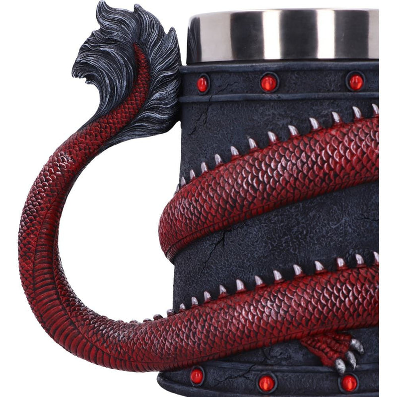 NEMESIS NOW DRAGON COIL TANKARD RED 16CM 801269146139