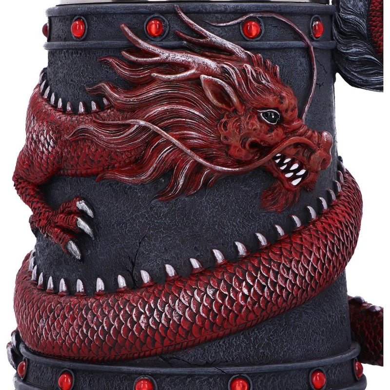 NEMESIS NOW DRAGON COIL TANKARD RED 16CM 801269146139