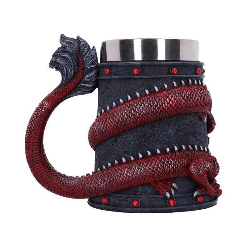 NEMESIS NOW DRAGON COIL TANKARD RED 16CM 801269146139
