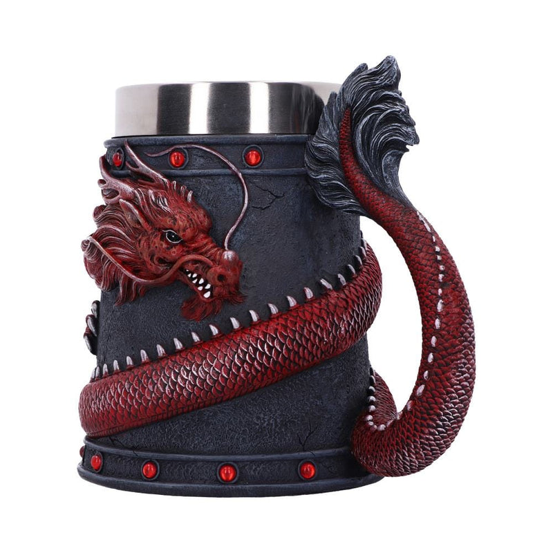 NEMESIS NOW DRAGON COIL TANKARD RED 16CM 801269146139