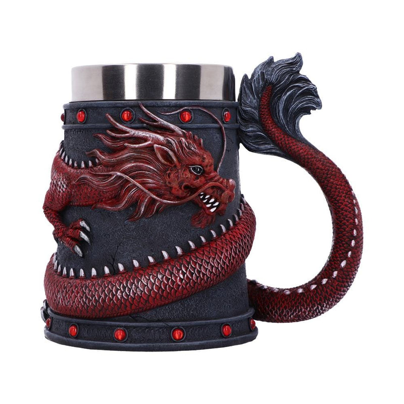 NEMESIS NOW DRAGON COIL TANKARD RED 16CM 801269146139