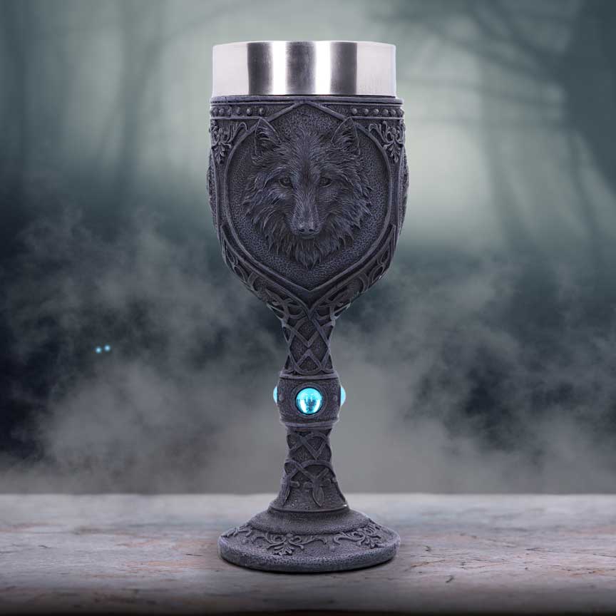 NEMESIS NOW NIGHT WOLF GOBLET 19.5CM 801269112585