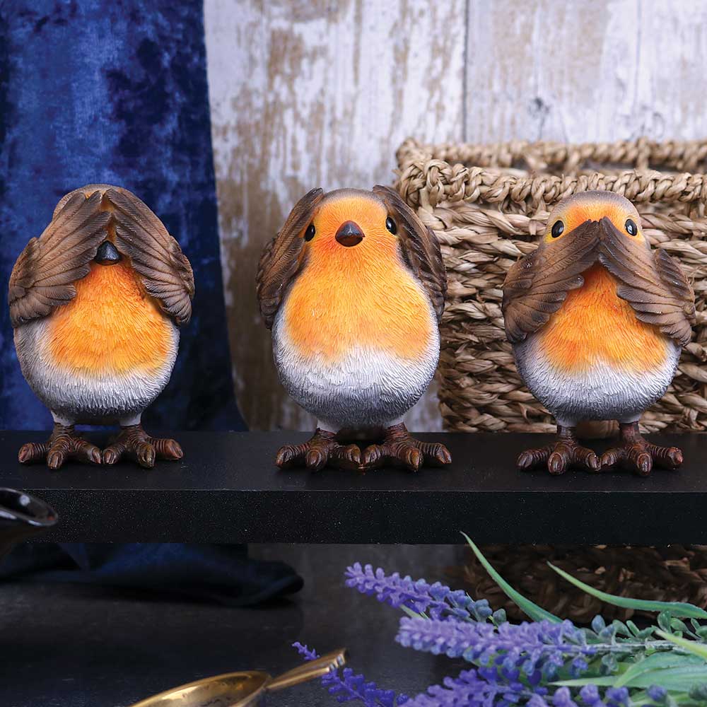 NEMESIS NOW THREE WISE ROBINS 8CM 801269132477