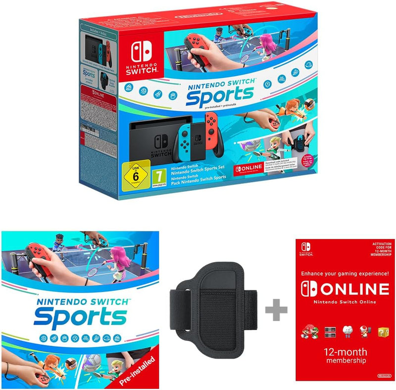 NINTENDO CONSOLE SWITCH V1.1 RED & BLUE + SWITCH SPORTS + NINTENDO ONLINE 12 MO 045496454012