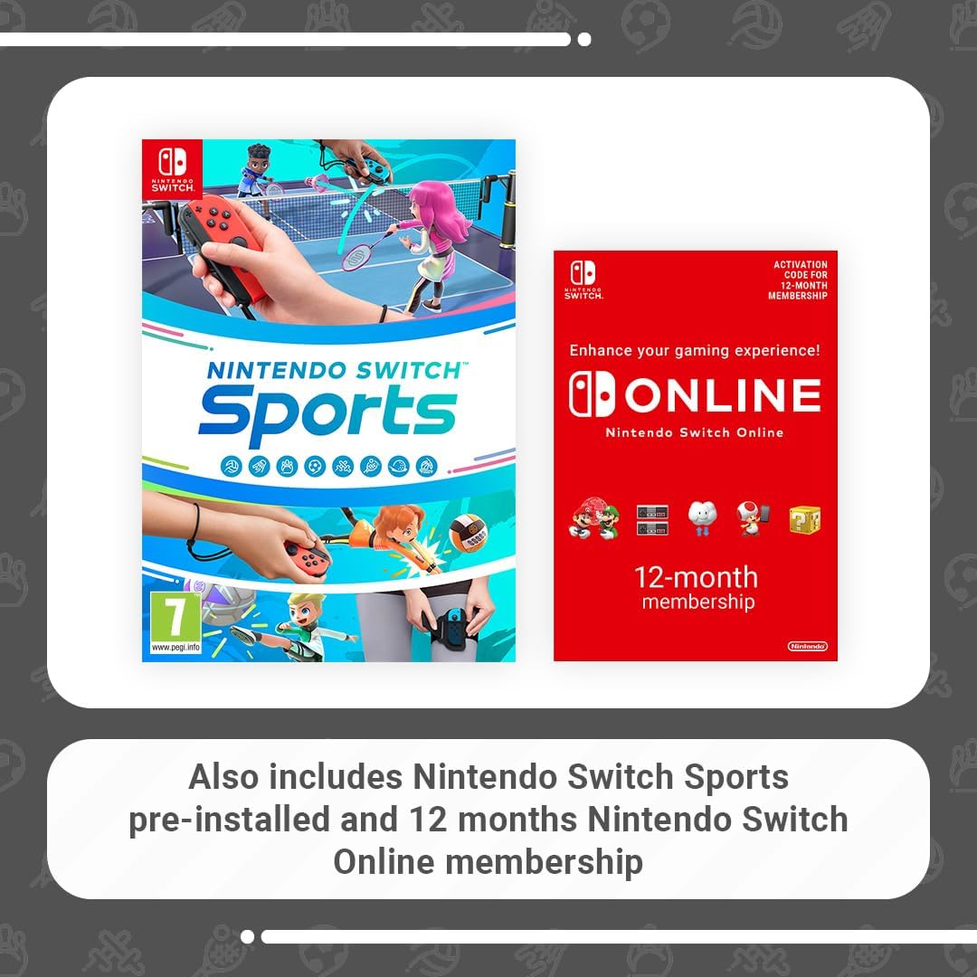 NINTENDO CONSOLE SWITCH V1.1 RED & BLUE + SWITCH SPORTS + NINTENDO ONLINE 12 MO 045496454012