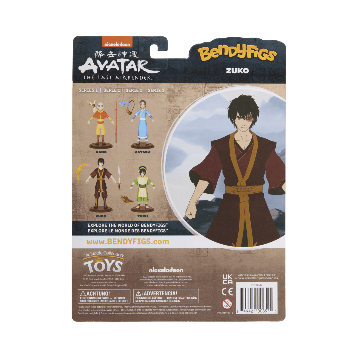 NOBLE COLLECTION - NICKELODEON - BENDYFIGS - ZUKO 849421008550