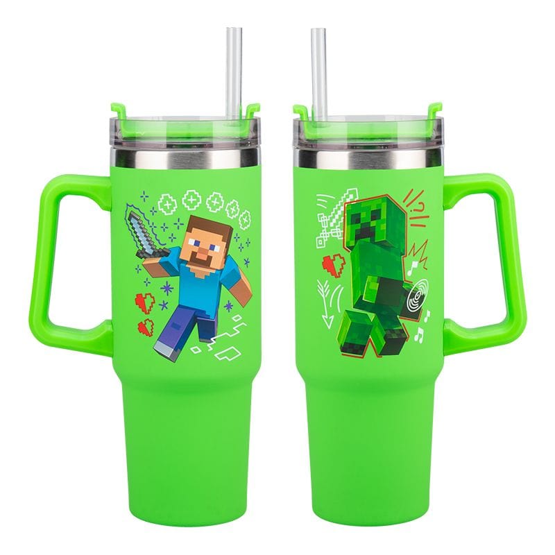 PALADONE Minecraft green 900ml multiway travel cup straw 5056577755756
