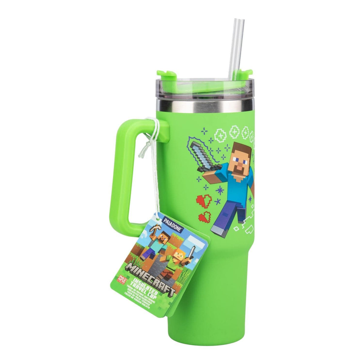 PALADONE Minecraft green 900ml multiway travel cup straw 5056577755756