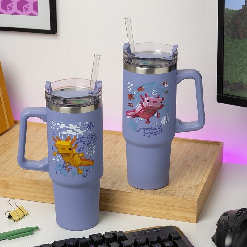 PALADONE MINECRAFT PURPLE 900ML MULTIWAY TRAVEL CUP STRAW 5056577760699
