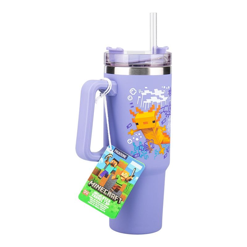 PALADONE MINECRAFT PURPLE 900ML MULTIWAY TRAVEL CUP STRAW 5056577760699