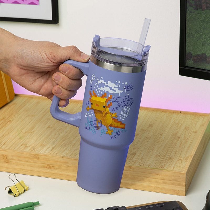 PALADONE MINECRAFT PURPLE 900ML MULTIWAY TRAVEL CUP STRAW 5056577760699