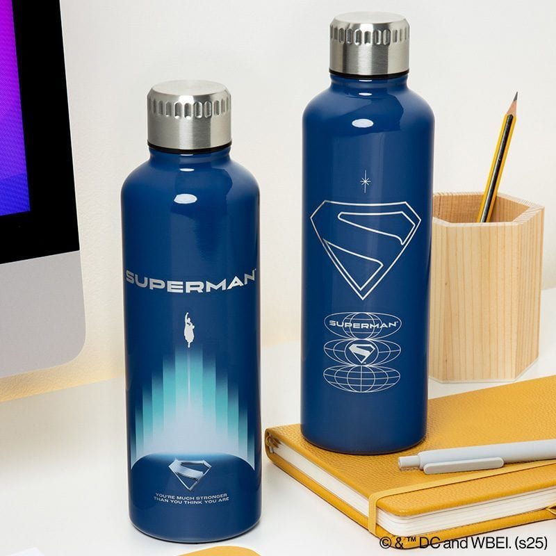 PALADONE SUPERMAN THEATRICAL METAL WATER BOTTLE 5056577759624