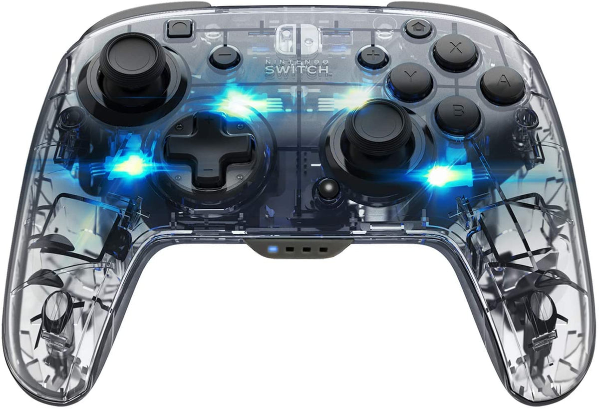 PDP SWITCH 2 & 1 AFTERGLOW DELUXE CONTROLLER WIRELESS - TRANSPARENT 708056066062
