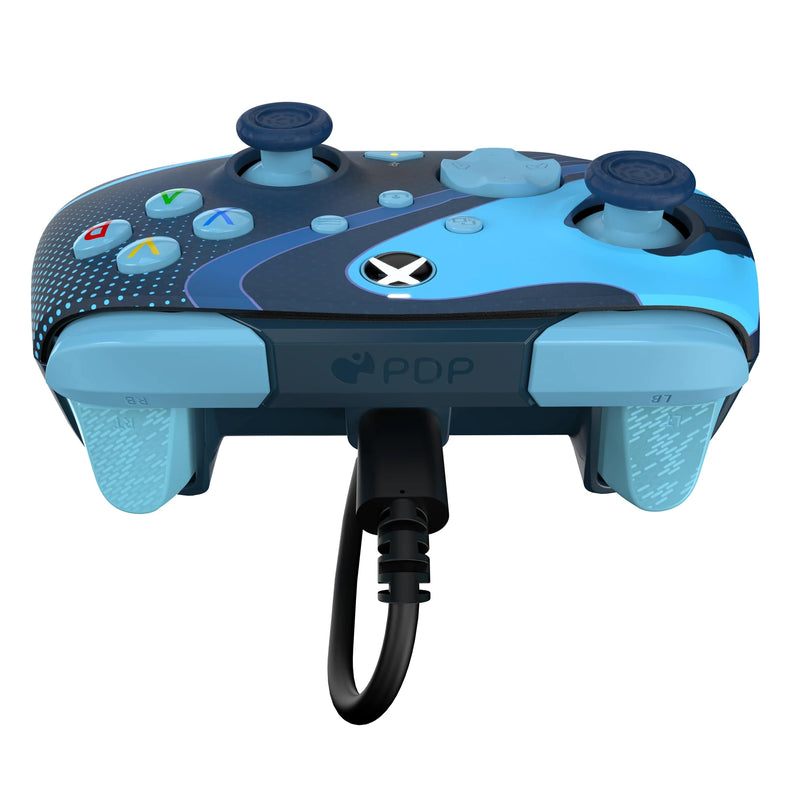 PDP XBOX WIRED CONTROLLER REMATCH - BLUE TIDE GLOW IN THE DARK 708056071318