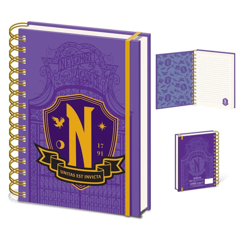 PYRAMID WEDNESDAY (NEVERMORE SHIELD) A5 WIRO NOTEBOOK 5056480393007