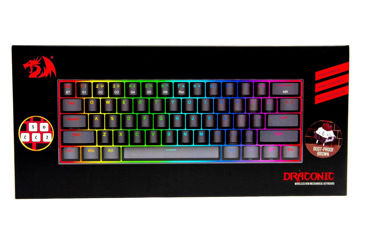 REDRAGON K530 DRACONIC RGB MECHANICAL KEYBOARD SLO/CRO BROWN SWITCHES 6950376709158