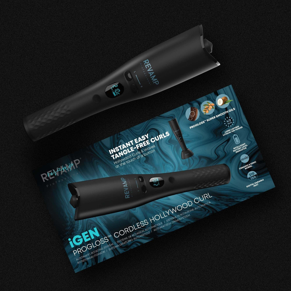 REVAMP iGEN PROGLOSS CORDLESS HOLLYWOOD CURL AUTOMATIC ROTATING CURLER - CL-2750 5010777158038