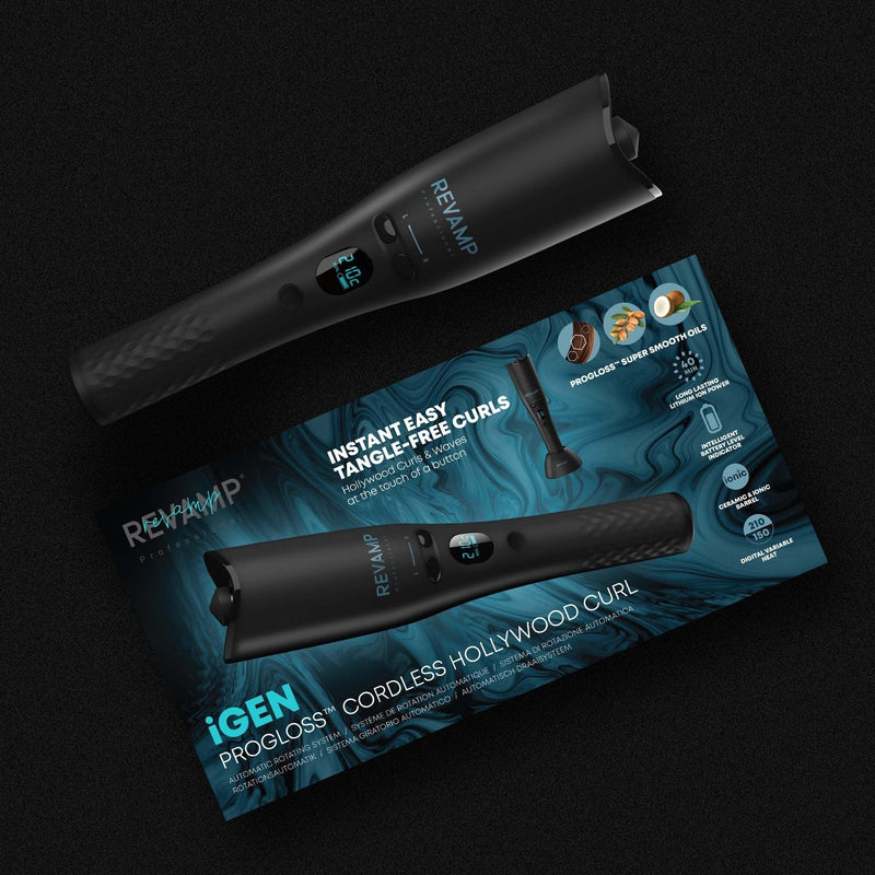 REVAMP iGEN PROGLOSS CORDLESS HOLLYWOOD CURL AUTOMATIC ROTATING CURLER - CL-2750 5010777158038