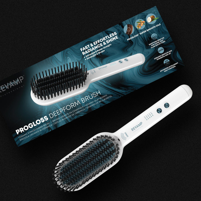 REVAMP PROGLOSS DEEPFORM CERAMIC STRAIGHTENING BRUSH - WHITE BR-1850 5010777157130
