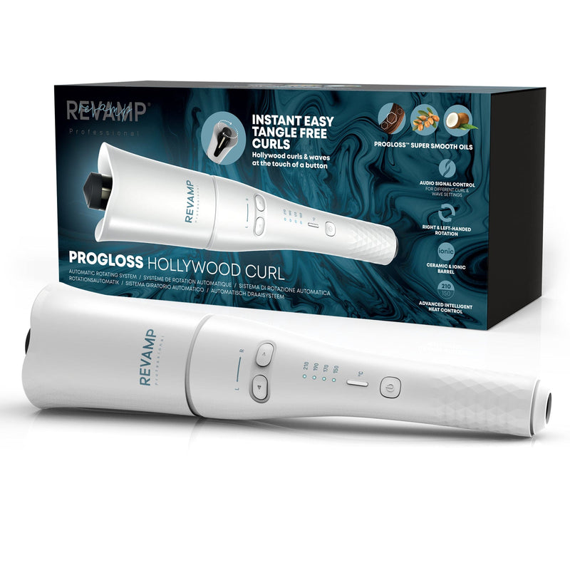 REVAMP PROGLOSS HOLLYWOOD CURL AUTOMATIC ROTATING HAIR CURLER - WHITE CL-1850 5010777157123
