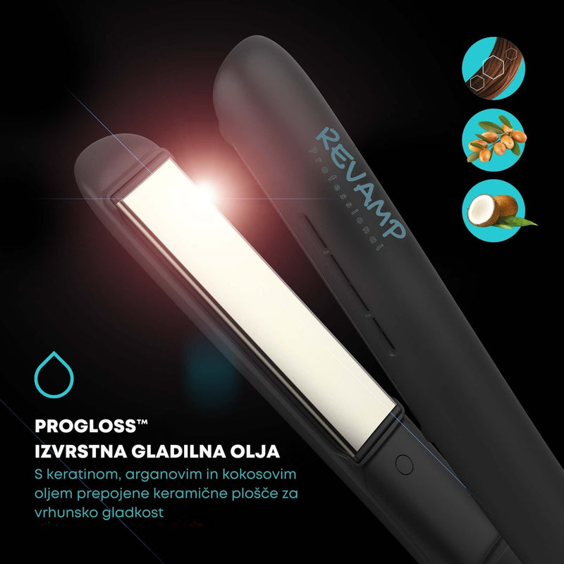 REVAMP PROGLOSS ION SHINE CERAMIC HAIR STRAIGHTENER - BLACK ST-1850 5010777157826
