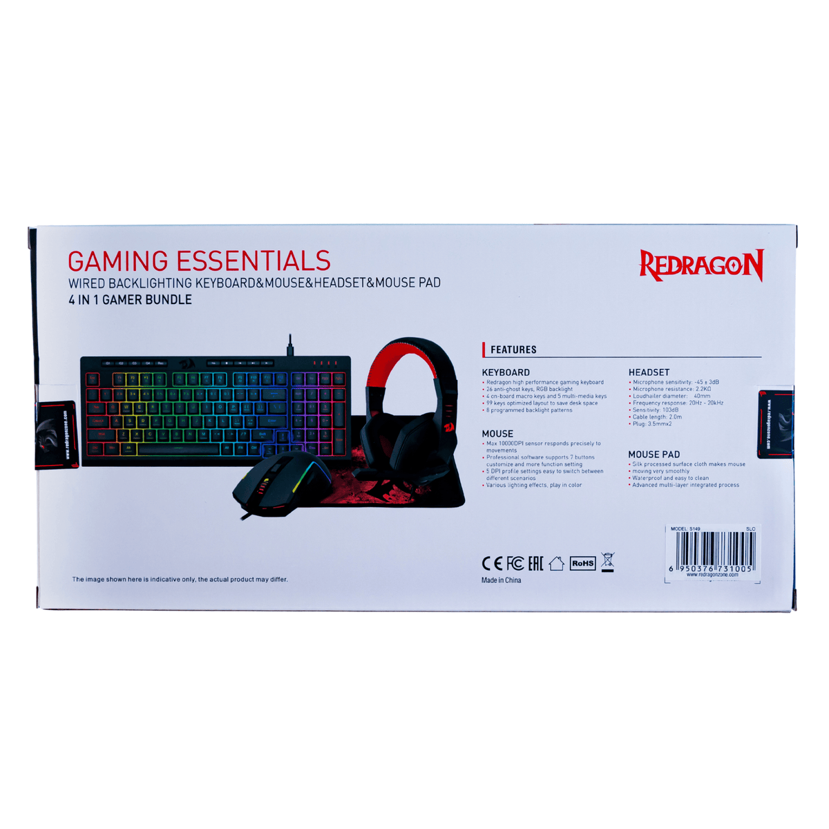 SET - REDRAGON COMBO S149-BA (4in1) SLO/CRO 6950376731005