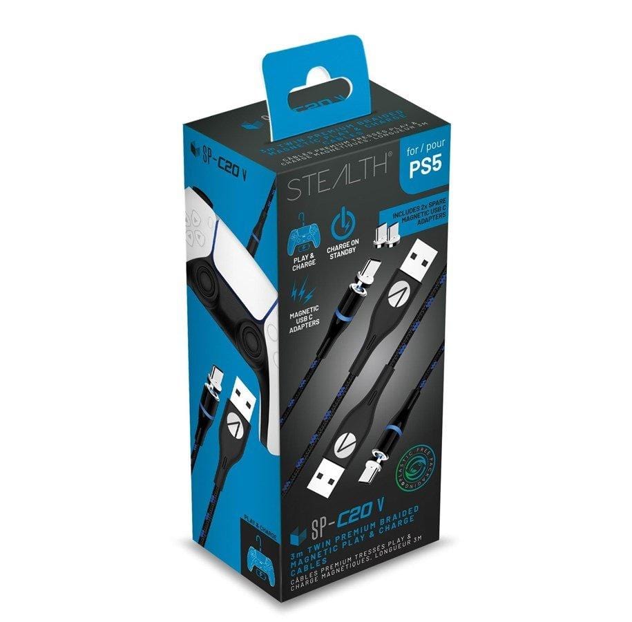STEALTH TWIN MAGNETIC PLAY & CHARGE 2 X 3m PS5 CABLE - DAMAGED BOX 3200000000155