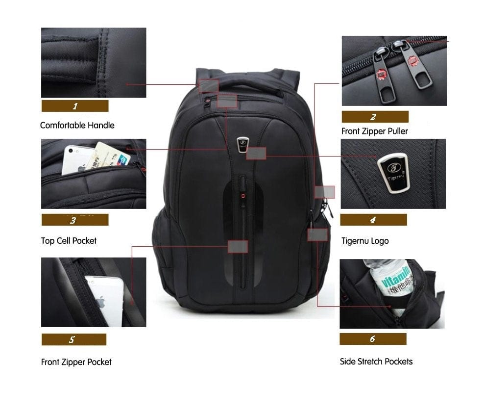 TIGERNU LAPTOP BACKPACK EREBUS 15.6" BLACK 6928112300150