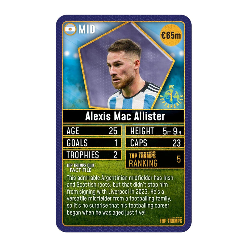 WINNING MOVES WORLD FOOTBALL STARS 200 PACK 1 TOP TRUMPS CARDS 5036905056854
